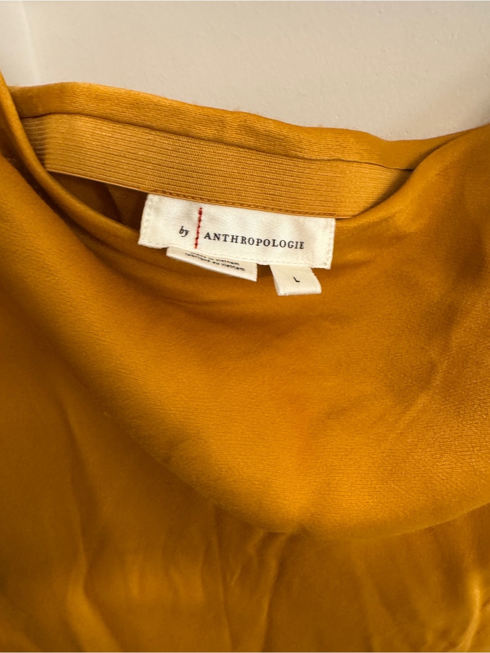 Anthropologie Golden Mustard Satin Top